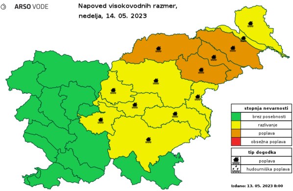 Hidrološko opozorilo ARSO Hidrološko opozorilo ARSO
